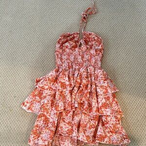 Halter Neck Floral Ruffle Dress (S)